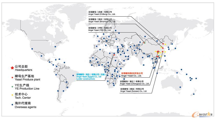 安琪主要生產(chǎn)基地分布圖