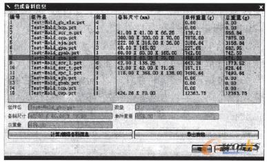 總成備料信息模塊的界面