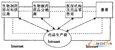 圖1 基于Internet/Intranet的生物制藥供應鏈信息系統網絡結構