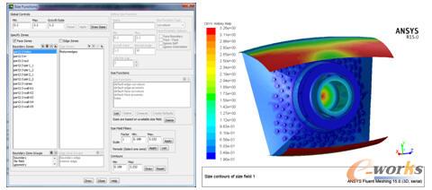 尺寸函數設定面板及以云圖方式顯示尺寸函數