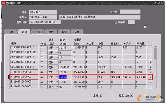 圖4 在生產工單上的水口料標準回收數量