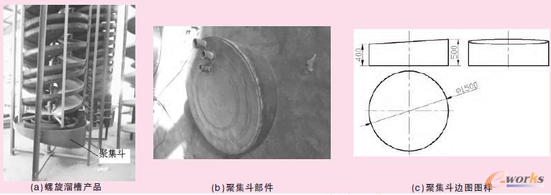 選礦設備中螺旋溜槽的聚集斗部件結構及圖樣